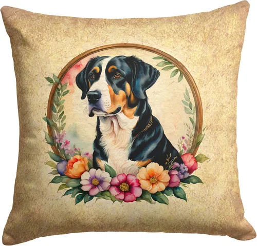 Vista 78 de Caroline's Treasures DAC2072PW1414 Affenpinscher and Flowers - Almohada decorativa de tela, lavable a máquina, para interiores y exteriores