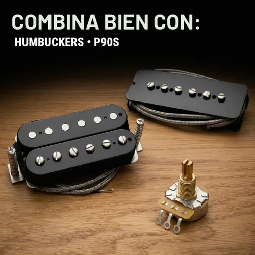 Vista 4 de Potenciómetro CTS 500k para guitarra - Eje dividido corto personalizado, cono de audio, 10% de tolerancia (4x)
