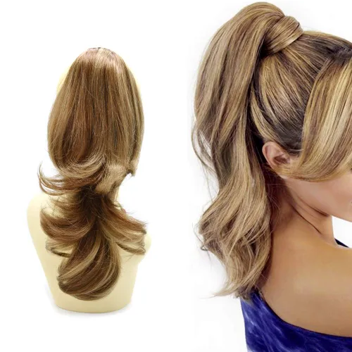 Vista 12 de LYRICAL HAIR Extensión de cola de caballo sintética para mujer, con cordón ajustable, pinza de mandíbula, larga, rizada, ondulada, extensión de cola