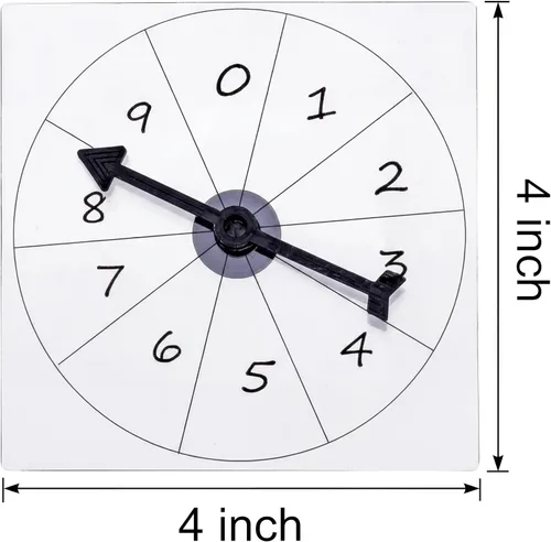 Vista 2 de Gejoy Paquete de 10 hilanderos transparentes a granel para el aula, juego de matemáticas de borrado en seco con flecha giratoria (negro)