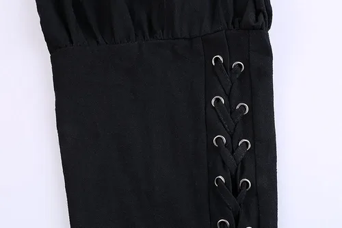 Vista 4 de Pantalones de tobillo medievales para hombre, disfraz de pirata vikingo, renacentista, con cordones, con bandas cónicas, pantalones casuales