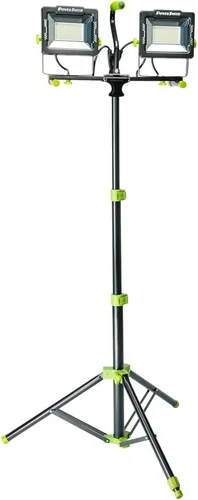 Vista 7 de PowerSmith Luz de trabajo LED de doble cabezal de 10,000 lúmenes con trípode de bloqueo abatible de metal ajustable de 60 pulgadas y cable