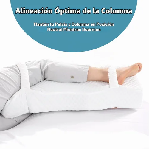 Vista 6 de HOMBYS Almohada de rodilla de espuma viscoelástica para dormir de lado, almohada de piernas para dormir con correas, elevación de cadera y piernas