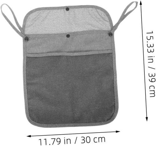 Vista 9 de Organizador de lino portátil con asa resistente, fácil instalación, almacenamiento de viaje para suministros, color gris para carrito y cochecito, 2