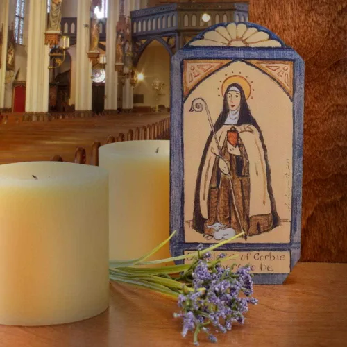 Vista 4 de Modern Artisans St Colette of Corbie - Placa Retablo hecha a mano, 3.25 x 6.5 pulgadas