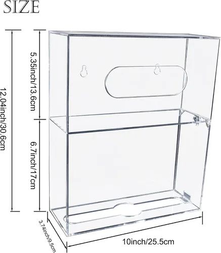 Vista 2 de Guantera acrílica y soporte para toallas de papel, soporte de pared, transparente