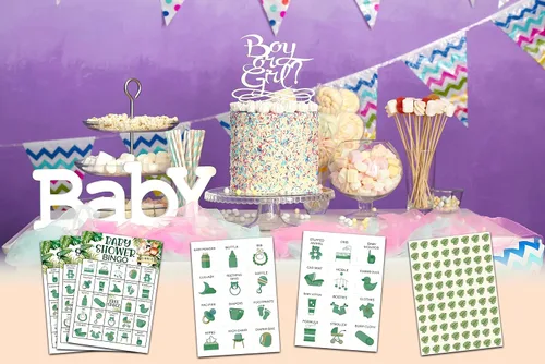 Vista 4 de Juegos de bingo para baby shower, tarjetas de bingo de género neutro para 24 jugadores, juego de cartas de safari en la selva para actividades