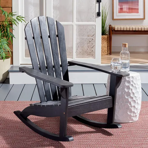 Vista 2 de SAFAVIEH Outdoor Collection Brizio - Mecedora Adirondack con listones negros