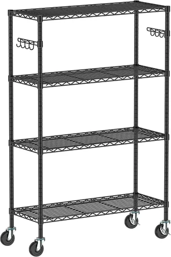 Vista 9 de Folews Estante de Metal de 3 Niveles para Almacenamiento, Unidad de Estantería de Alambre Estante de Almacenamiento Organizador Estante Utilitario
