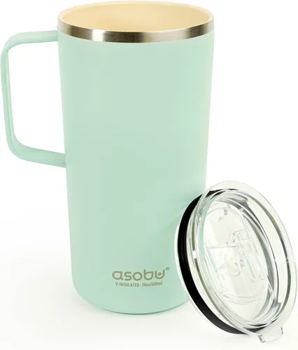 Vista 28 de asobu Taza de viaje 360 – Taza de acero inoxidable aislada al vacío de 28 onzas con tapa y asa a prueba de derrames de 360° – Mantiene las bebidas