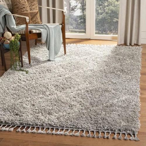 Vista 26 de SAFAVIEH Pro Luxe Shag Collection - Alfombra de pasillo, 2 pies 6 pulgadas x 6 pies, color crema y azul, diseño de borlas bohemias, no desprende