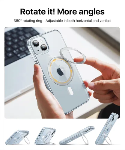 Vista 4 de andobil Funda para iPhone 15 [soporte de anillo de 360°] [compatible con Magsafe] [compatible con Magsafe] Protección militar contra caídas sin