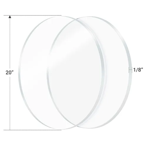 Vista 4 de 2 piezas de hoja redonda de plexiglás de 1/8 pulgadas, círculo acrílico transparente de 20 pulgadas de diámetro, hoja de acrílico redondo de disco