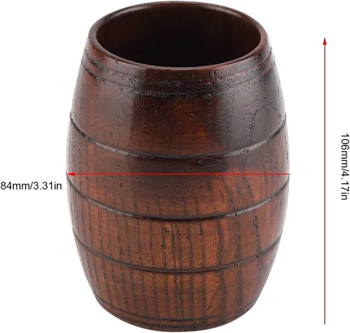 Vista 6 de ASHATA Taza de cerveza de madera con forma de madera, taza de cerveza retro marrón, jarra artesanal, para vino, café, té, cerveza, regalo, taza