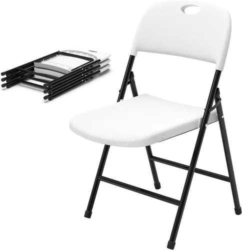 Vista 12 de Sillas plegables, silla plegable de plástico, sillas plegables de metal resistente de plástico para exteriores, asiento comercial plegable