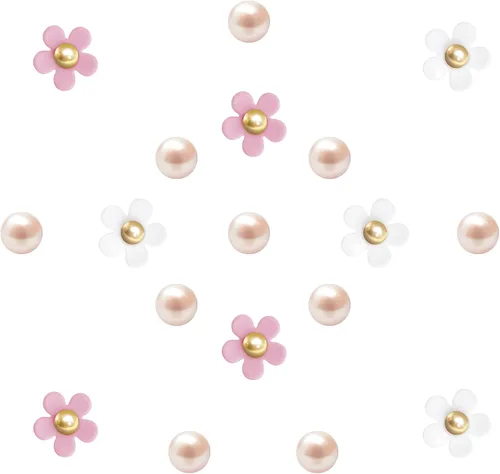 Vista 2 de Bellaqueo 18 dijes de flores de margarita para zapatos, dijes decorativos de perlas para mujer, sandalias de zueco, accesorios de flores acrílicas