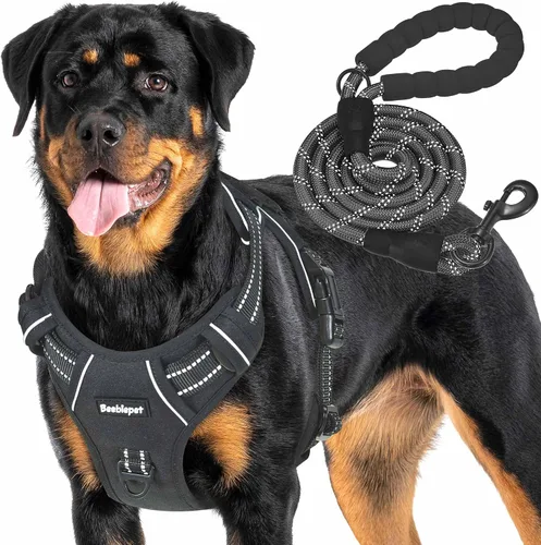 Vista 9 de Beebiepet Arnés táctico resistente para perros pequeños, arnés ajustable sin tirones para mascotas, arnés reflectante de servicio de entrenamiento