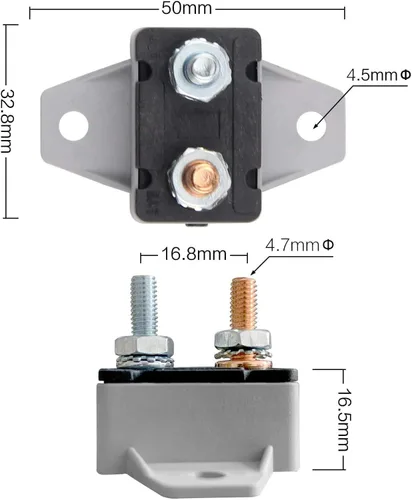 Vista 4 de ZOOKOTO Disyuntor de reinicio manual de 12 V/24 V con tapa para barco marino, cargadores de batería, camiones, autobuses, coches eléctricos, motores