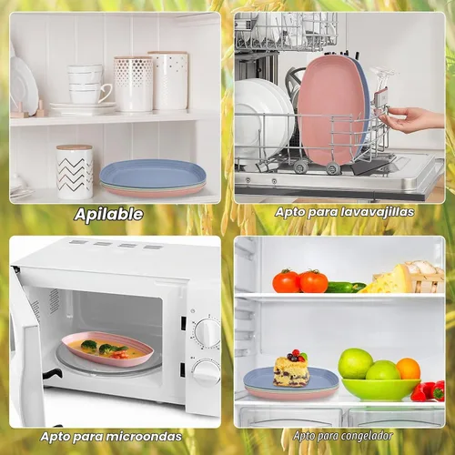 Vista 3 de Shopwithgreen - Platos de paja de trigo Paquete de 4