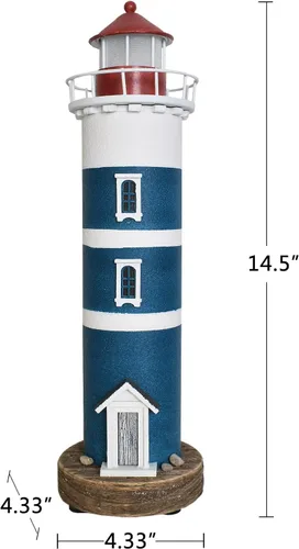 Vista 5 de Decoración de faro de madera con luces, decoración náutica de mesa, torre decorativa, luz de torre para centros de mesa con temática de playa