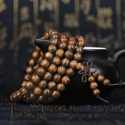 Vista 34 de Mala Beads Pulsera 108 0.315 in Meditación Sándalo Elástico..