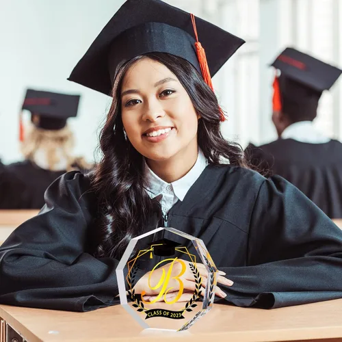 Vista 6 de Maitys Regalo de graduación 2024 con monograma, inicial, acrílico, inspirador, recuerdo inspirador y pisapapeles para clase de 2024, regalo