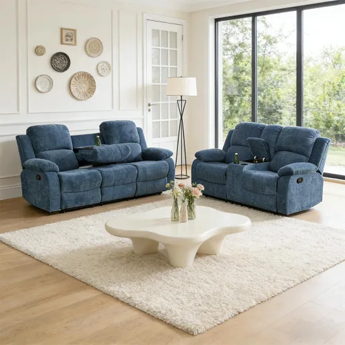 Vista 18 de Juego de sofá reclinable manual, juego de sofá reclinable de microfibra, juego de muebles modernos para sala de estar, sofá reclinable para sala