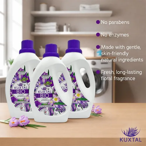 Vista 3 de KUXTAL - Detergente líquido para ropa, limpieza profunda con cuidado suave para ropa y colores, detergente biodegradable y ecológico, suave