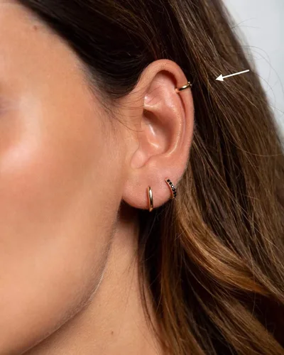 Vista 7 de Aretes de aro Huggie para mujeres y hombres, acero inoxidable quirúrgico 316L, 0.236 in, 0.315 in, 0.394 in, para hombre, aretes de aro