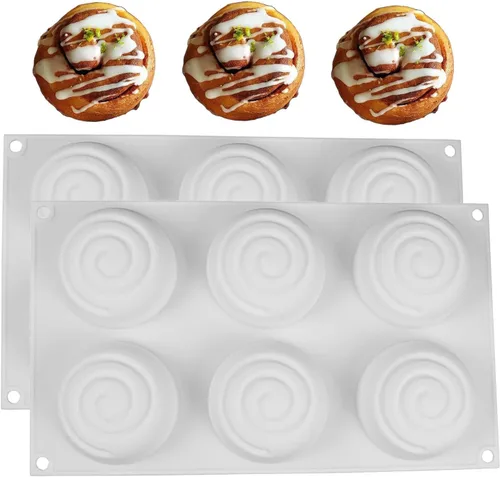 Vista 8 de Molde de rollo de canela Molde de chocolate para postre mini molde de pastel molde de cera derretida de silicona moldes para hacer velas para bollo