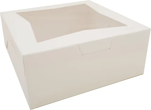 Vista 6 de Cajas de panadería SCT blancas de una pieza sin ventana, 12 x 12 x 2.75 pulgadas, papel, 100/cartón