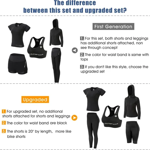 Vista 4 de Conjunto de ropa de entrenamiento para mujer, conjunto de 5 piezas de trajes deportivos para ejercicio