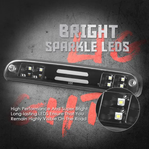 Vista 2 de Reemplazo para Ford F-250 F-350 F-450 F-550 Super Duty/Ford Ranger 1993-2011 Lente de humo LED cromado carcasa trasera de montaje alto 3ª tercera