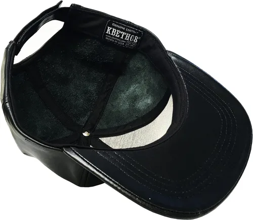 Vista 3 de KBETHOS Gorra de béisbol de cuero genuino de Bill Fabricado en Estados Unidos