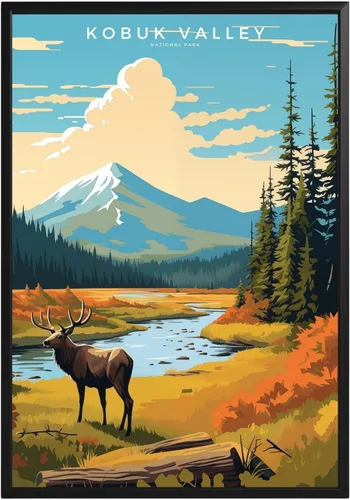 Vista 63 de Póster del Parque Nacional Acadia, arte abstracto de la pared, arte de pared de paisaje natural retro, impresiones artísticas de pared para oficina