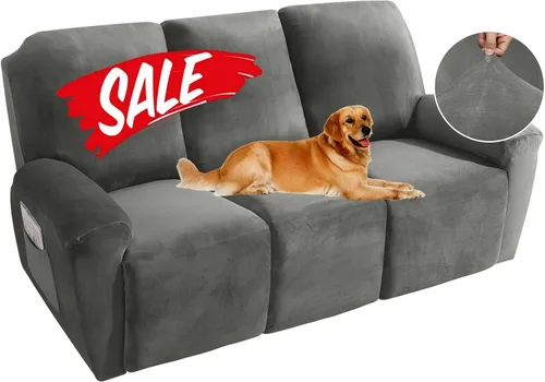 Vista 29 de MAXIJIN Funda reclinable de terciopelo de 4 piezas, funda elástica de felpa suave para silla reclinable, gruesa y suave, funda para silla Beige