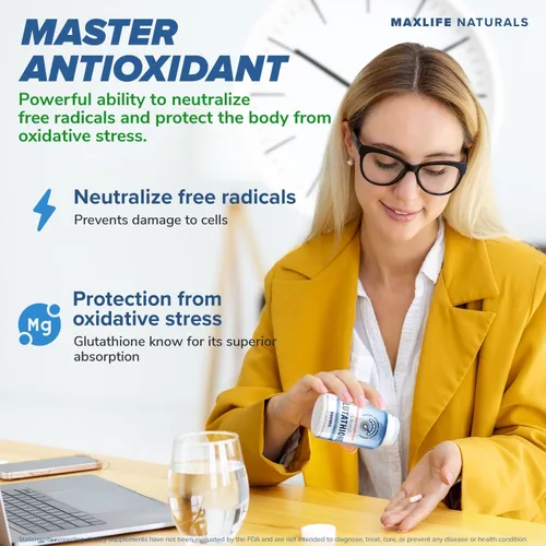 Vista 4 de S-acetil L-glutatión 300mg - 60 cápsulas resistentes a los ácidos, suplemento de acetil glutatión de alta biodisponibilidad para bienestar celular