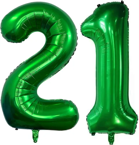 Vista 16 de Globos de color verde oscuro con el número 10 de 40 pulgadas, globos de helio de papel de aluminio de 10 pulgadas para decoración de eventos de 10º