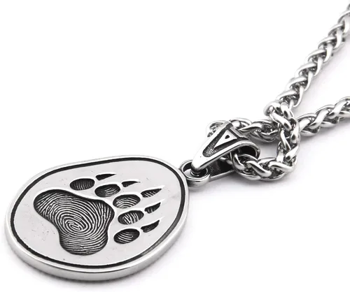 Vista 4 de BAVIPOWER Collar con colgante de pata de oso con patrón de nudo celta de acero inoxidable, collar escandinavo nórdico auténtico, joyería vikinga