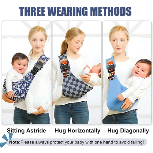Vista 3 de Portabebés con Sling, Portabebés Sling, Portabebés para Niños Pequeños, Portabebés con Asiento de Cadera Ajustable y Antideslizante para Llevar