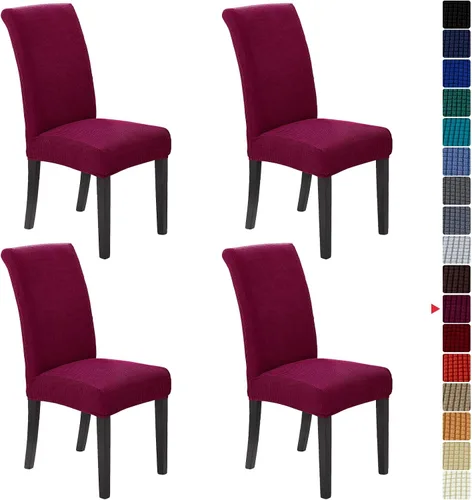Vista 27 de Juego de 2 fundas para sillas de comedor, fundas elásticas para sillas de comedor, fundas para sillas de cocina de jacquard texturizadas, decoración