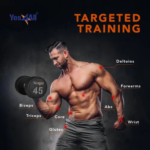 Vista 4 de Yes4All Mancuerna de uretano con mango moleteado antideslizante de 5 a 50 libras para construcción muscular, se vende individualmente