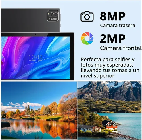 Vista 6 de HOTTABLET Tablet Android 15 de 10", 12(4+8Expand) GB RAM+64GB ROM, cámara dual de 2+8 MP, batería de 6000 mAh