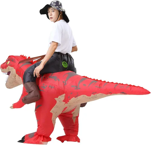 Vista 6 de MXoSUM Disfraz inflable de dinosaurio para adultos, T-REX, disfraz divertido de dinosaurio inflable