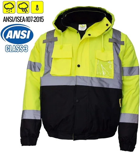Vista 4 de WJ9011/12 - Chaqueta de seguridad para hombre, ANSI Clase 3 de alta visibilidad, impermeable