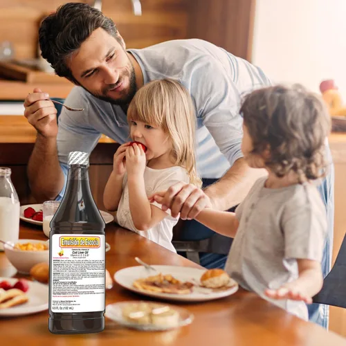 Vista 6 de Emulsion de Escocia Aceite de hígado de bacalao con sabor a flan, paquete de 1 (6.5 onzas líquidas, 6.5 fl oz), Omega-3 con vitaminas A y D