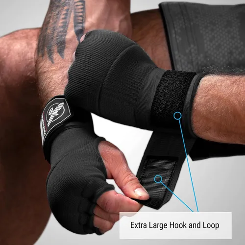 Vista 3 de Hayabusa Guantes de mano de gel rápido para boxeo Slip-On Design, Padded Knuckle Protection, Hook and Loop Closure, Muay Thai Kickboxing, Men and