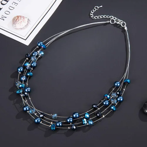 Vista 6 de Bulinlin Gargantilla en capas de perlas de río - Collar de joyería de moda para mujer
