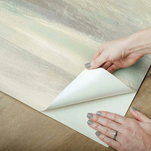 Vista 3 de York Wallcoverings - Papel tapiz para despegar y pegar azul y beige