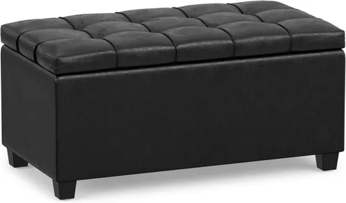 Vista 16 de SIMPLIHOME Sienna - Otomana de almacenamiento de tela con aspecto de lino Gris (Dove Grey)